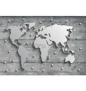 Fotomurale in TNT: Mappa del mondo di metallo - 416x254 cm