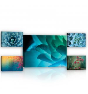 Quadro su tela: Dettagli floreali dai colori vivaci - set 1pz 70x50 cm e 4pz 32,4x22,8 cm
