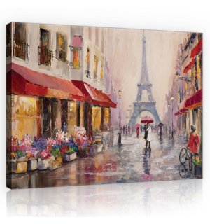 Quadro su tela: Vicolo verso la Torre Eiffel (dipinto) - 80x60 cm