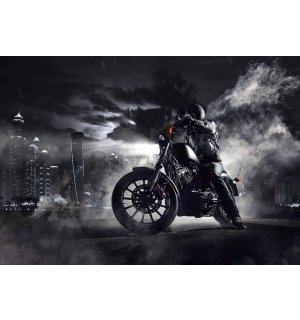 Fotomurale in TNT: Motociclista nella citta notturna - 368x254 cm