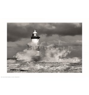 Poster: Faro di Penmon Point (bianco e nero)