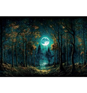 Fotomurale in TNT: Luna piena nella foresta - 368x254 cm