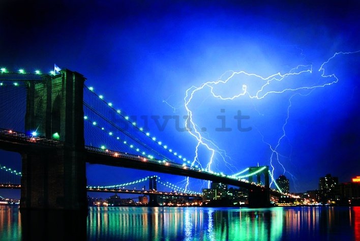 Poster - Brooklyn Bridge Lightning