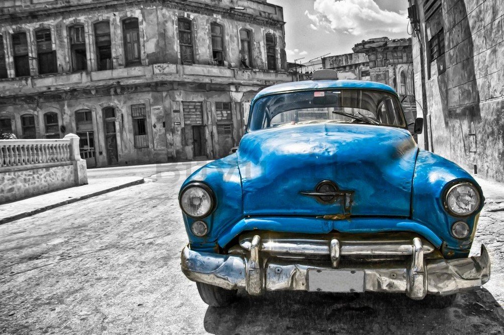 Fotomurale: Auto d'epoca americana (blu) - 254x368 cm