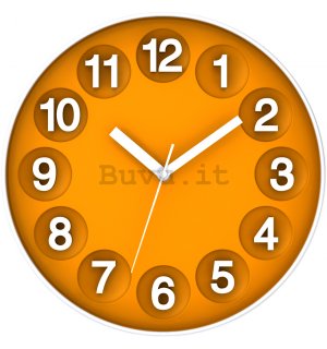 Orologio da parete: Cerchi numerici (arancione) - 30 cm