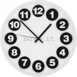 Orologio da parete: Cerchi numerici (bianco e nero) - 30 cm