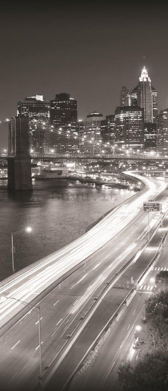 Fotomurale: Brooklyn Bridge in bianco e nero (1) - 211x91 cm