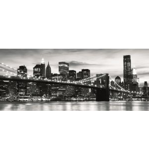 Fotomurale: Brooklyn Bridge (bianco e nero) - 104x250 cm