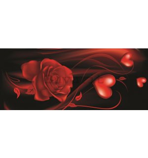 Fotomurale: Cuori con rosa - 104x250 cm