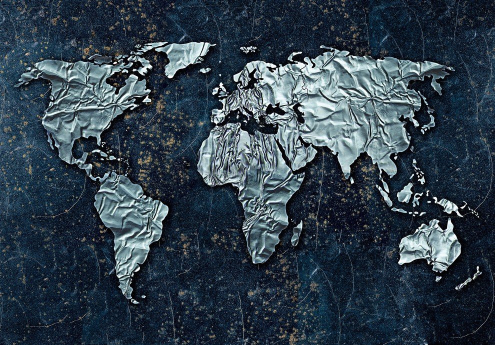 Fotomurale: Mappa moderna del mondo - 254x368 cm
