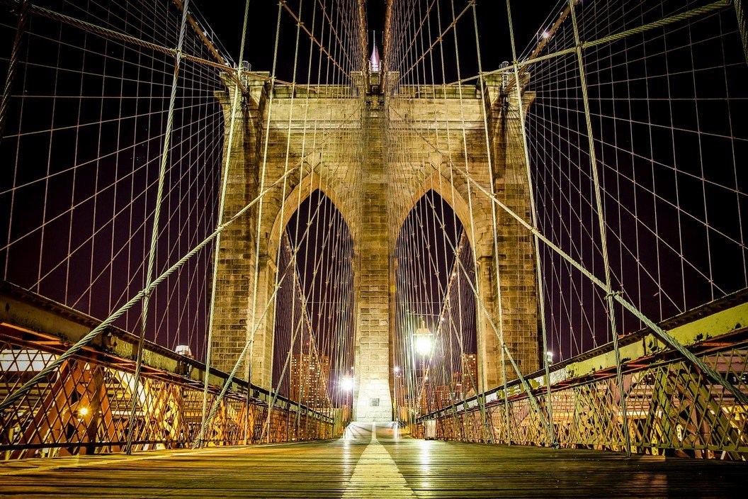 Fotomurale: Brooklyn Bridge di notte - 184x254 cm