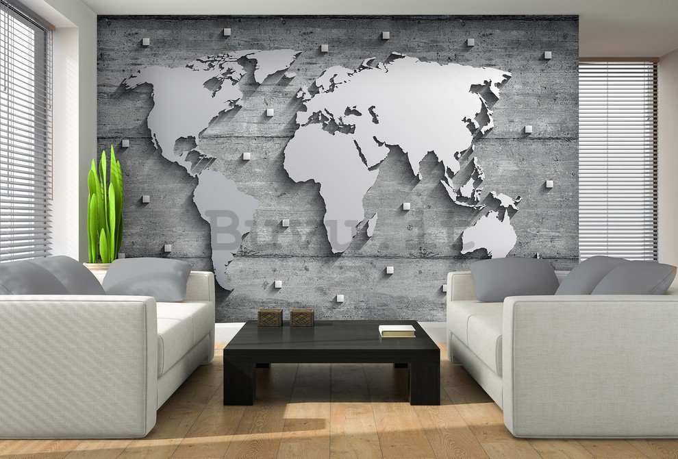 Fotomurale: Mappa del mondo di metallo - 184x254 cm