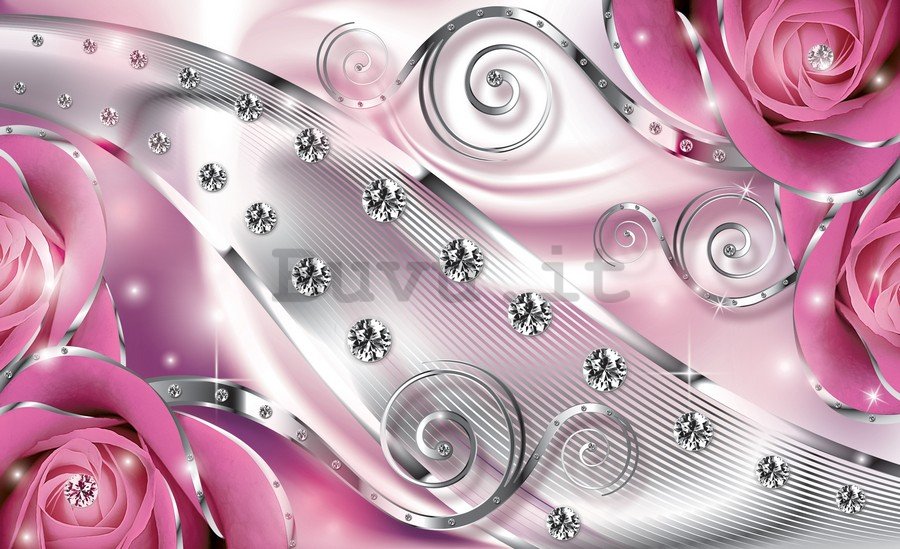 Fotomurale: Astrazione di lusso (rosa) - 254x368 cm