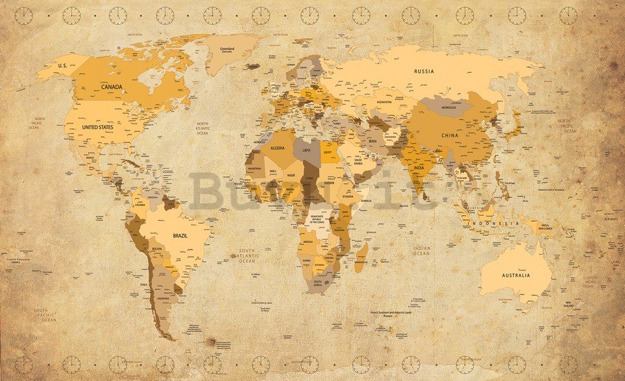 Fotomurale: Mappa del mondo (Vintage) - 254x368 cm