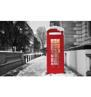 Fotomurale: Londra (cabina telefonica in inverno) - 254x368 cm