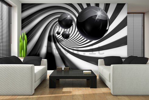 Fotomurale: Palline nere e spirale - 184x254 cm