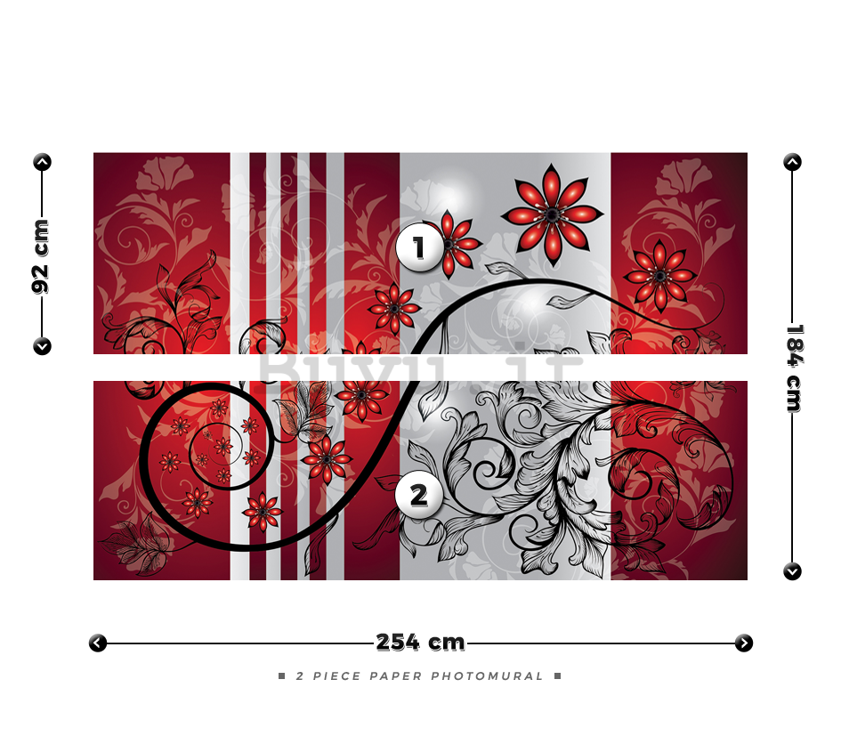 Fotomurale: Fiori rossi (motivo) - 184x254 cm