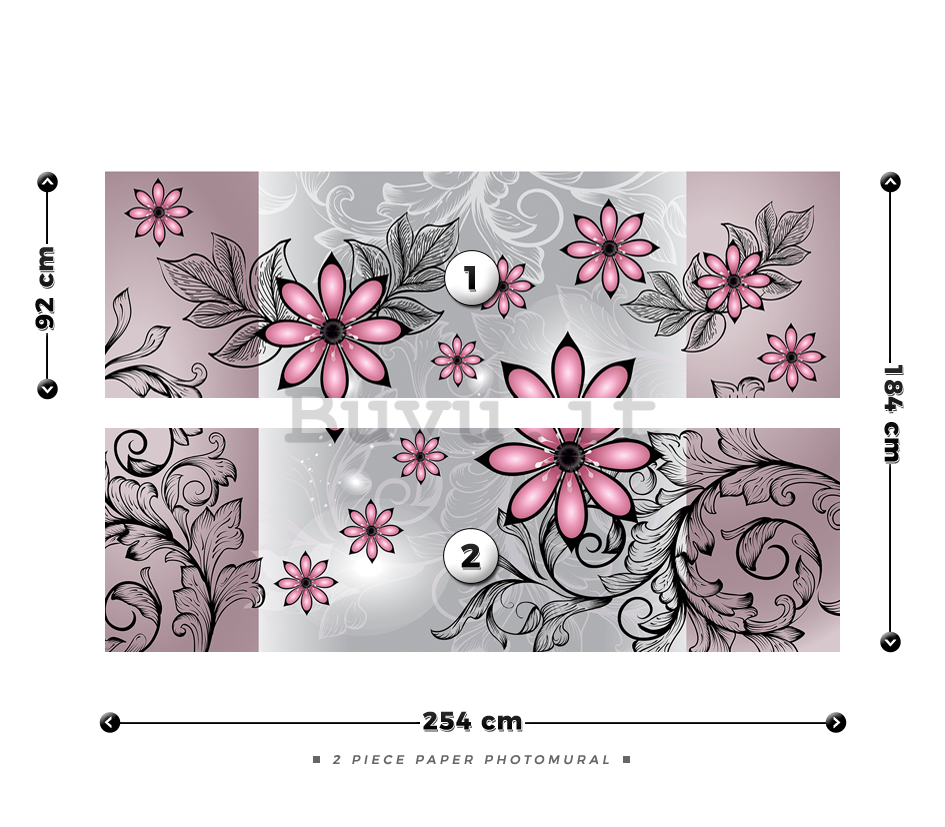 Fotomurale: Fiori rosa (motivo) - 184x254 cm
