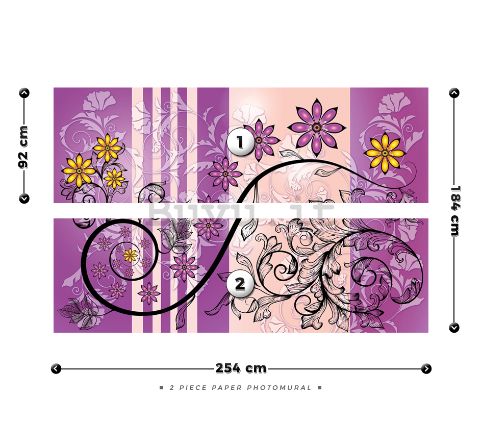 Fotomurale: Astrazione floreale (viola) - 184x254 cm