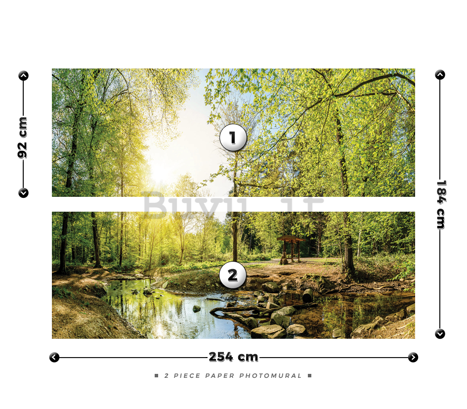 Fotomurale: Ruscello nel bosco (3) - 184x254 cm