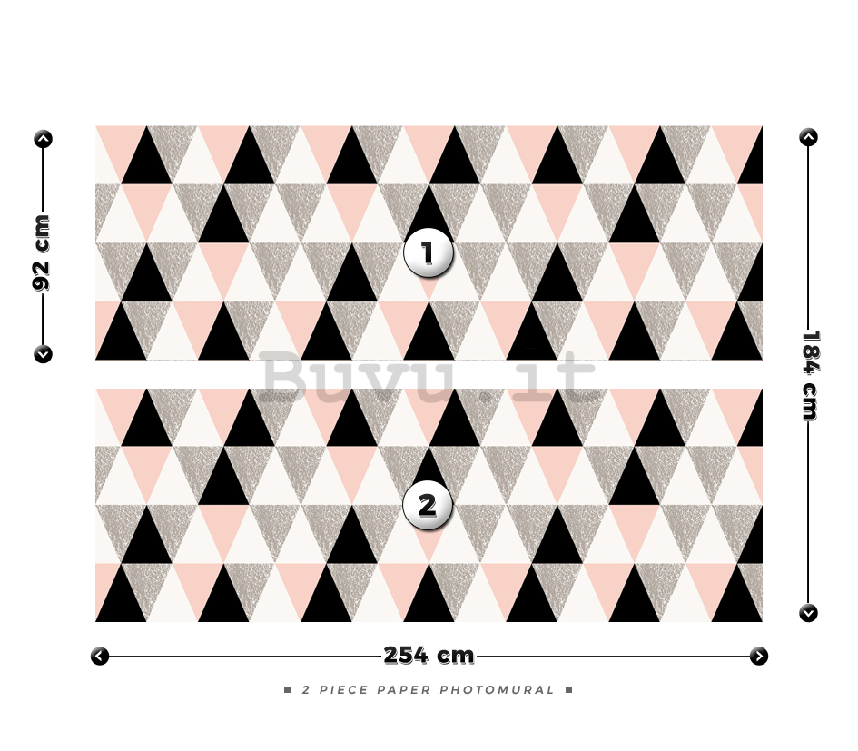 Fotomurale: Triangoli bianchi e neri - 184x254 cm