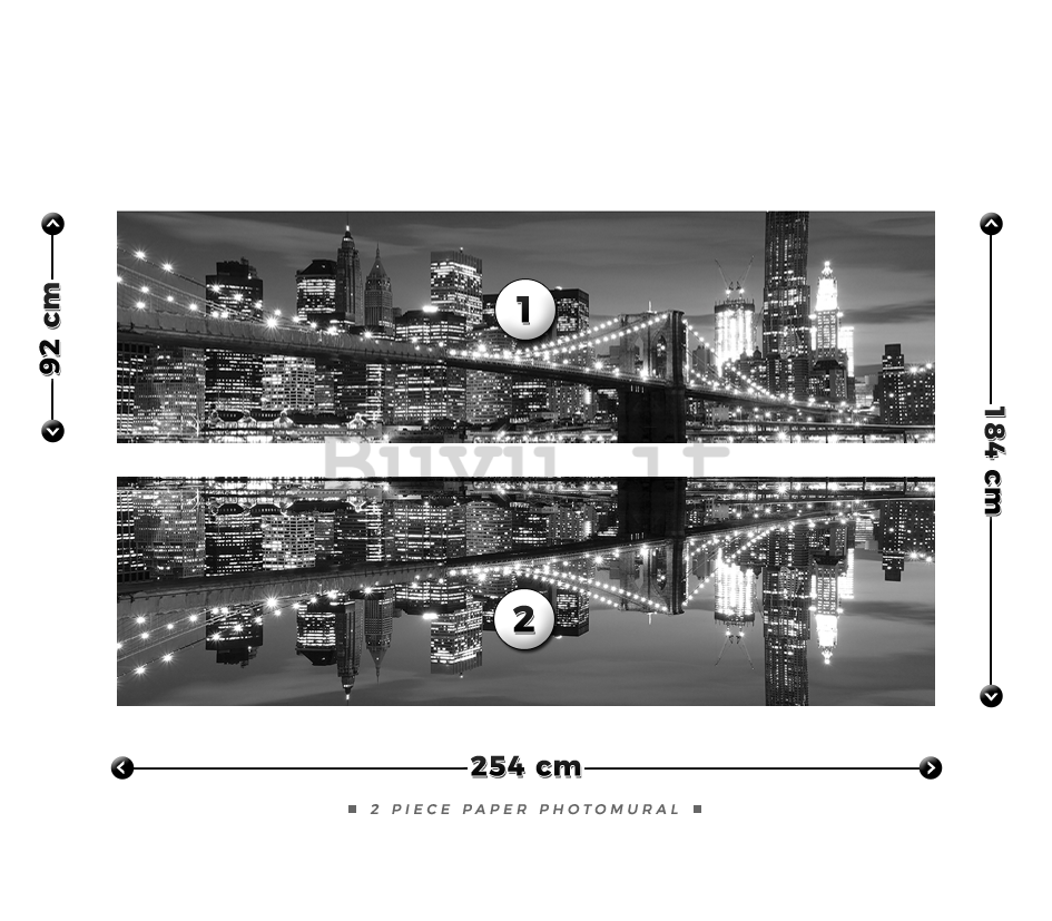 Fotomurale: Brooklyn Bridge in bianco e nero (3) - 184x254 cm