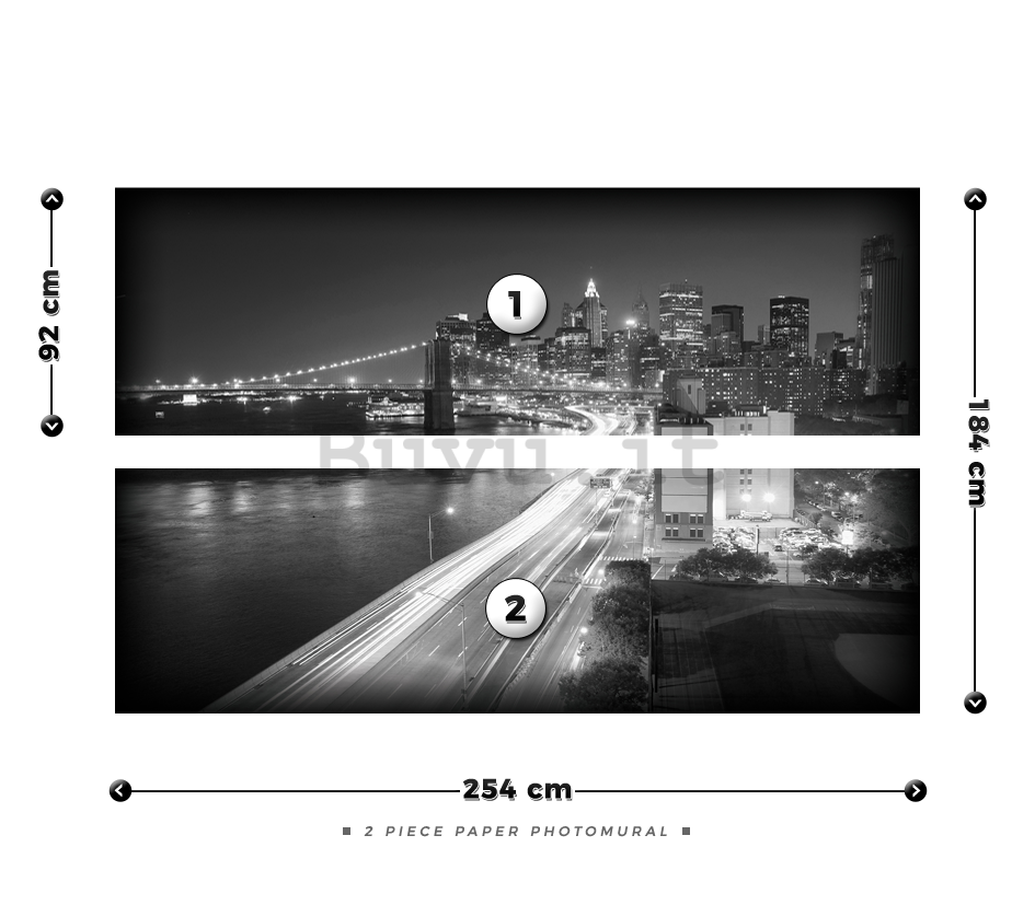 Fotomurale: Brooklyn Bridge in bianco e nero (1) - 184x254 cm