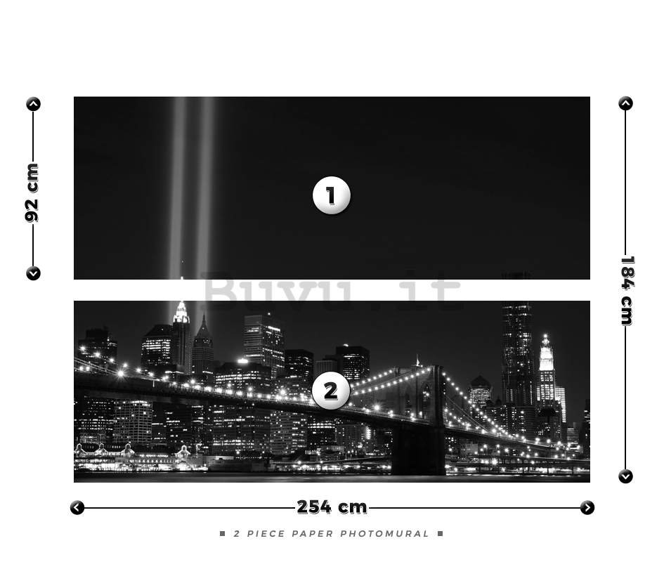 Fotomurale: Brooklyn Bridge in bianco e nero (2) - 184x254 cm