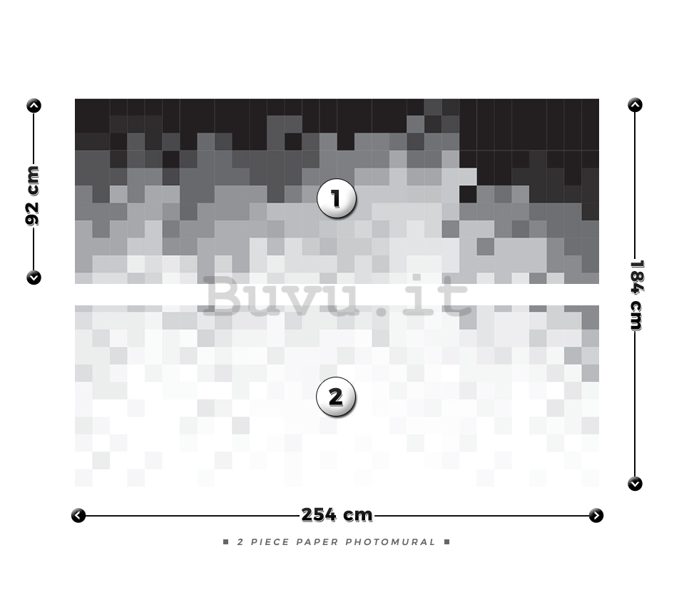 Fotomurale: Pixel in bianco e nero (1) - 184x254 cm
