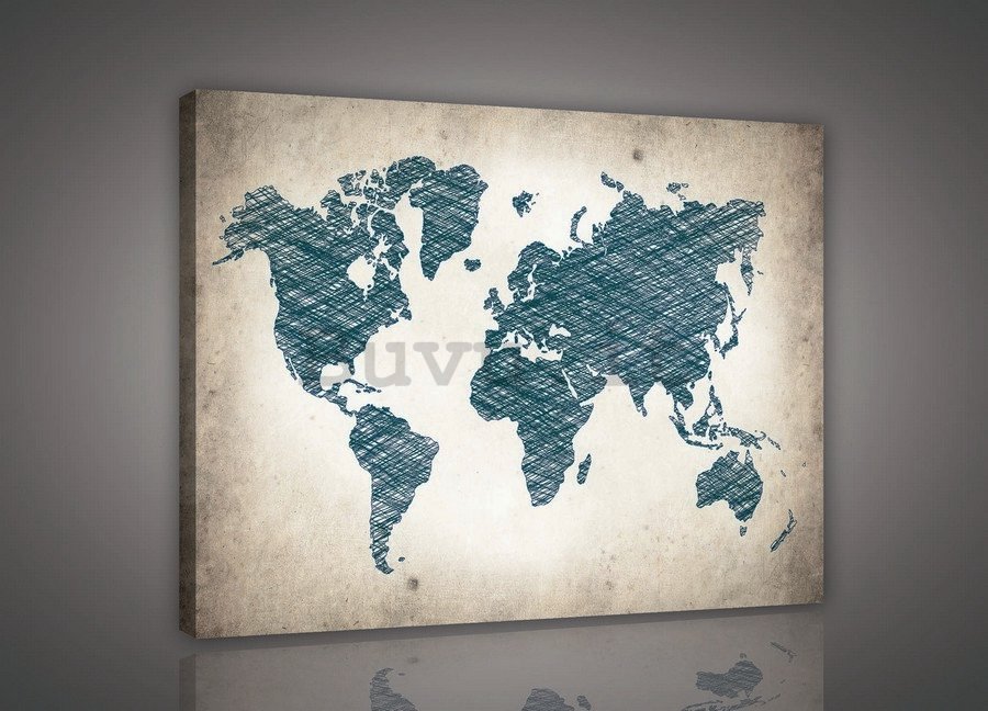 Quadro su tela: Mappa del mondo dipinta (1) - 75x100 cm