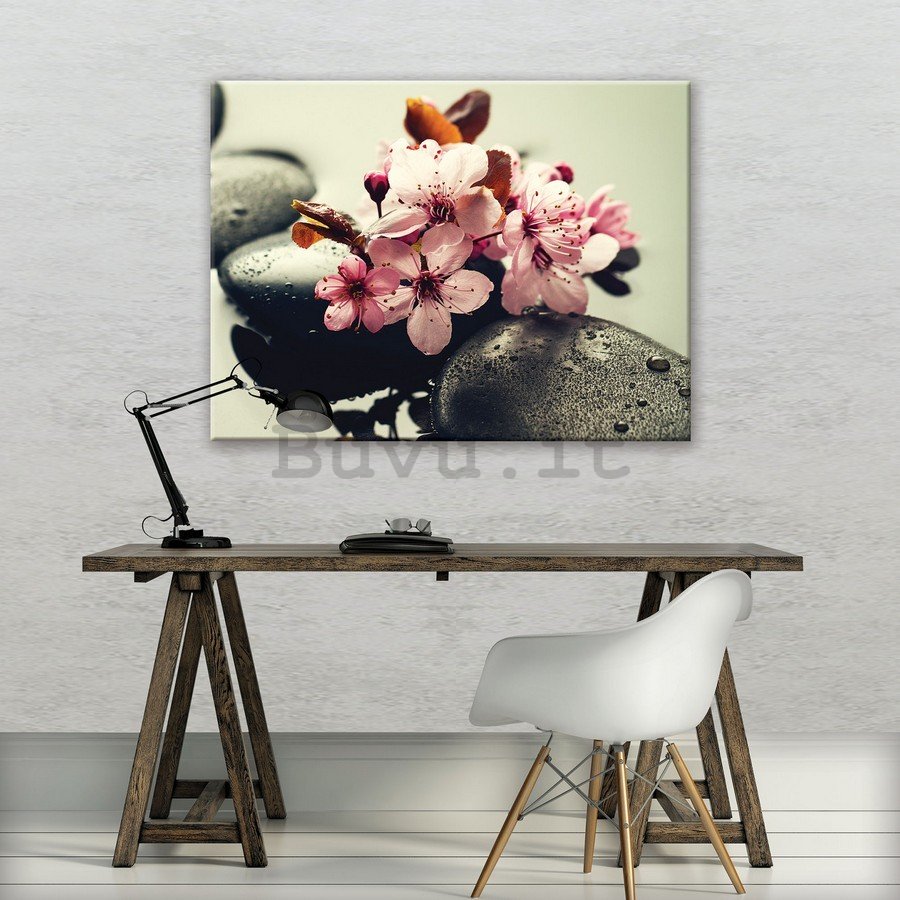 Quadro su tela: Zen e fiori - 75x100 cm