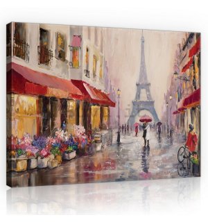 Quadro su tela: Vicolo verso la Torre Eiffel (dipinto) - 75x100 cm