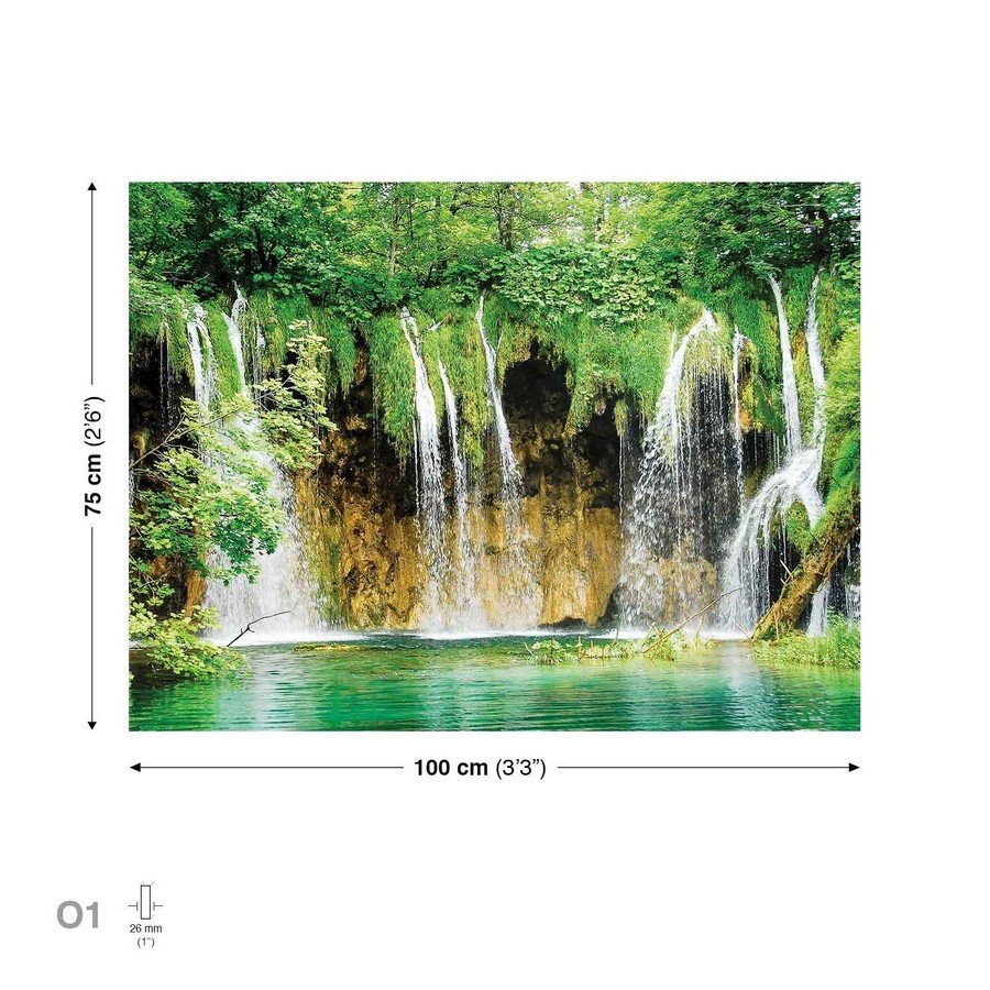 Quadro su tela: Lago e cascata (2) - 75x100 cm