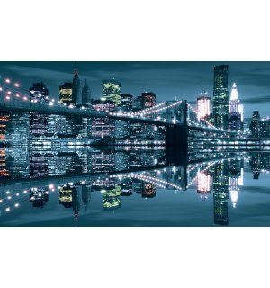 Quadro su tela: Brooklyn Bridge blu - 75x100 cm
