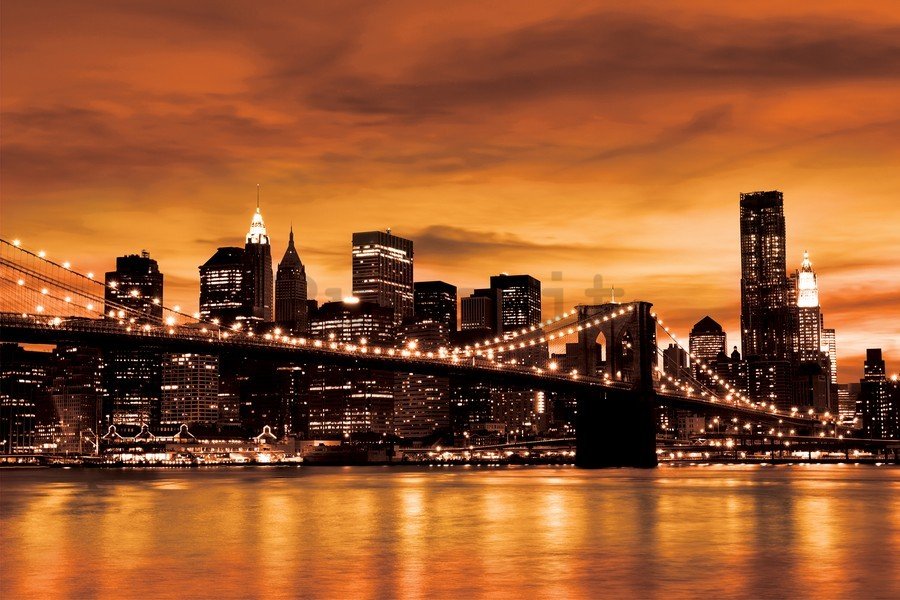 Quadro su tela: Brooklyn Bridge (arancione) - 75x100 cm