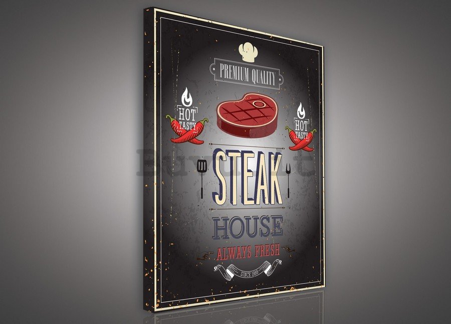 Quadro su tela: Steak house (in bianco e nero) - 75x100 cm