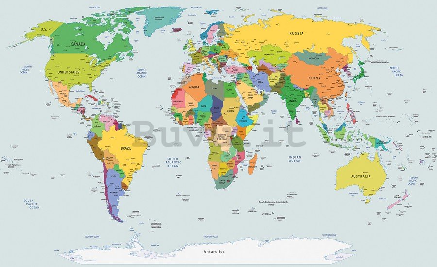 Fotomurale in TNT: Mappa del mondo (2) - 254x368 cm