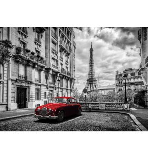 Fotomurale: Torre Eiffel e auto d'epoca - 184x254 cm