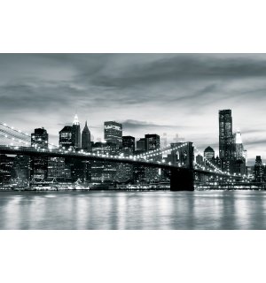 Fotomurale in TNT: Brooklyn Bridge (bianco e nero) - 184x254 cm