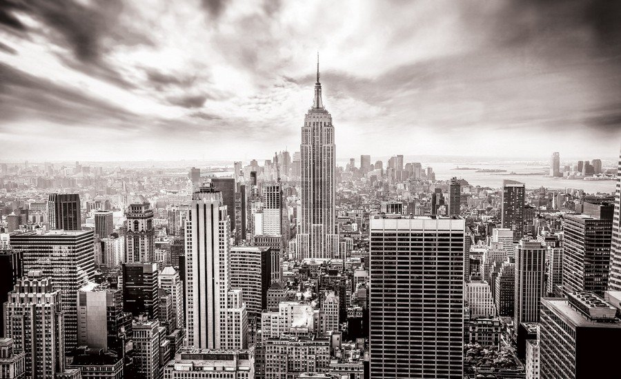 Fotomurale in TNT: Vista di New York (in bianco e nero) - 254x368 cm