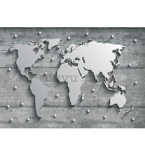 Fotomurale in TNT: Mappa del mondo di metallo - 254x368 cm