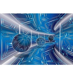 Fotomurale in TNT: Tunnel sci-fi in 3D (blu) - 184x254 cm