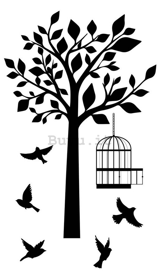 Adesivo - Uccelli e alberi (ombre)