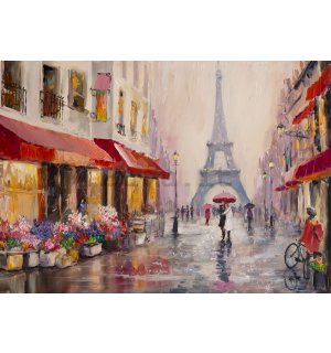 Fotomurale in TNT: Vicolo verso la Torre Eiffel (dipinto) - 254x368 cm