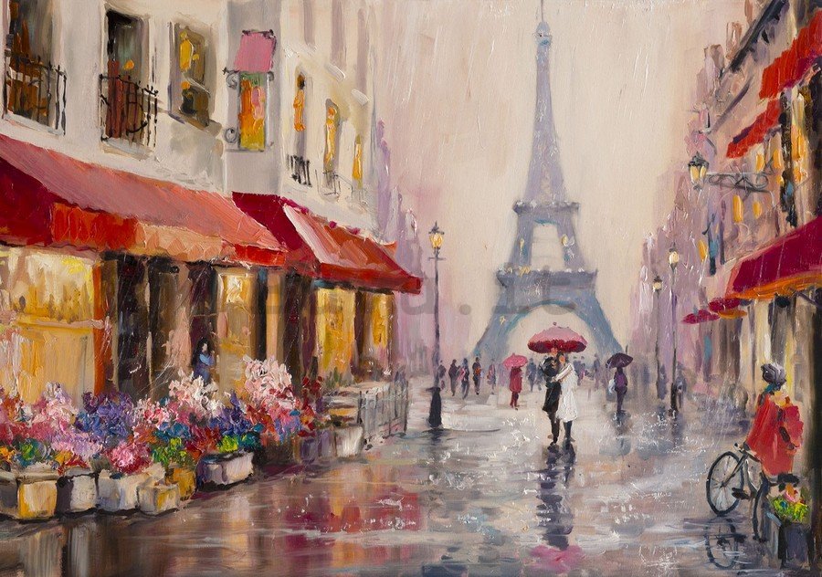 Fotomurale: Vicolo verso la Torre Eiffel (dipinto) - 254x368 cm