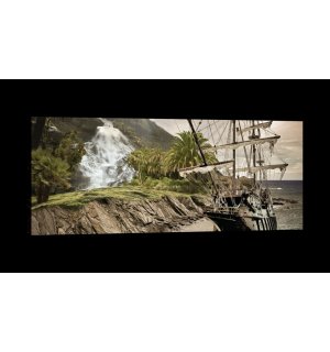Quadro su tela: Barca a vela in paradiso (2) - 145x45 cm