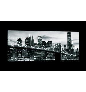 Quadro su tela: Brooklyn Bridge in bianco e nero (4) - 145x45 cm