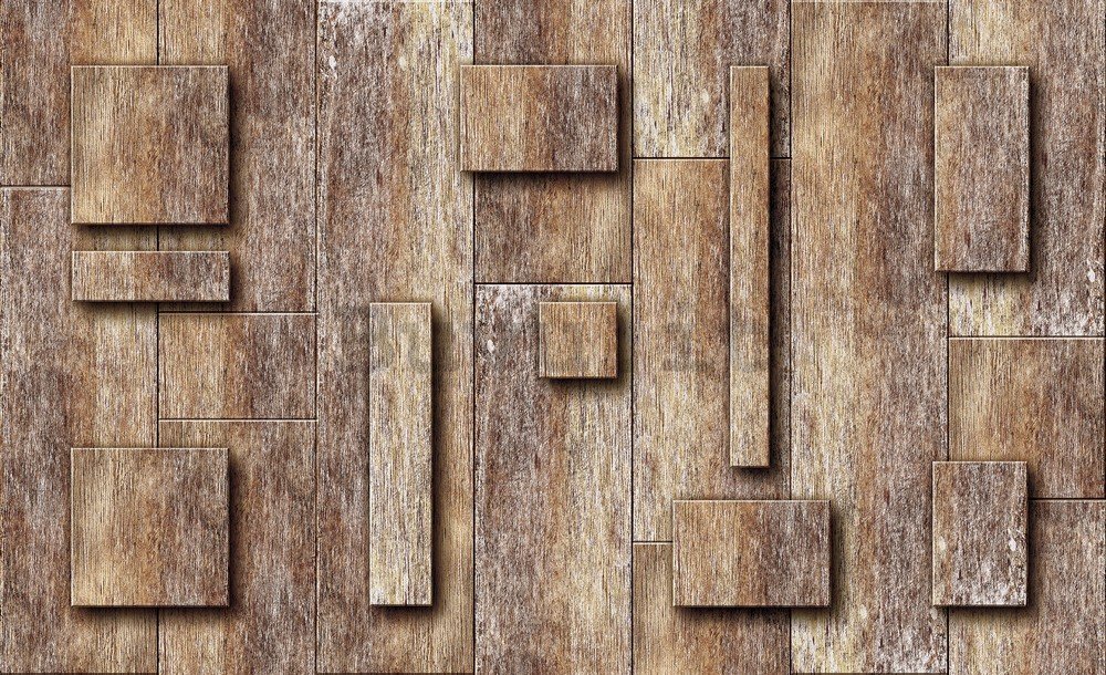 Fotomurale in TNT: Rettangoli di legno - 184x254 cm
