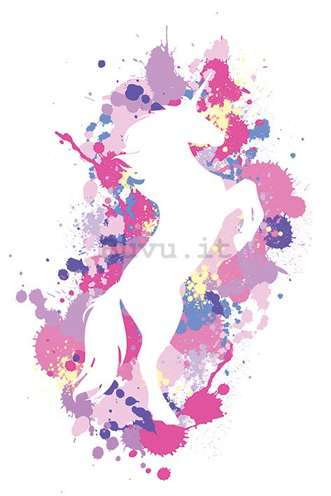 Poster - Splatter Silhouette Unicorn, Art Studio