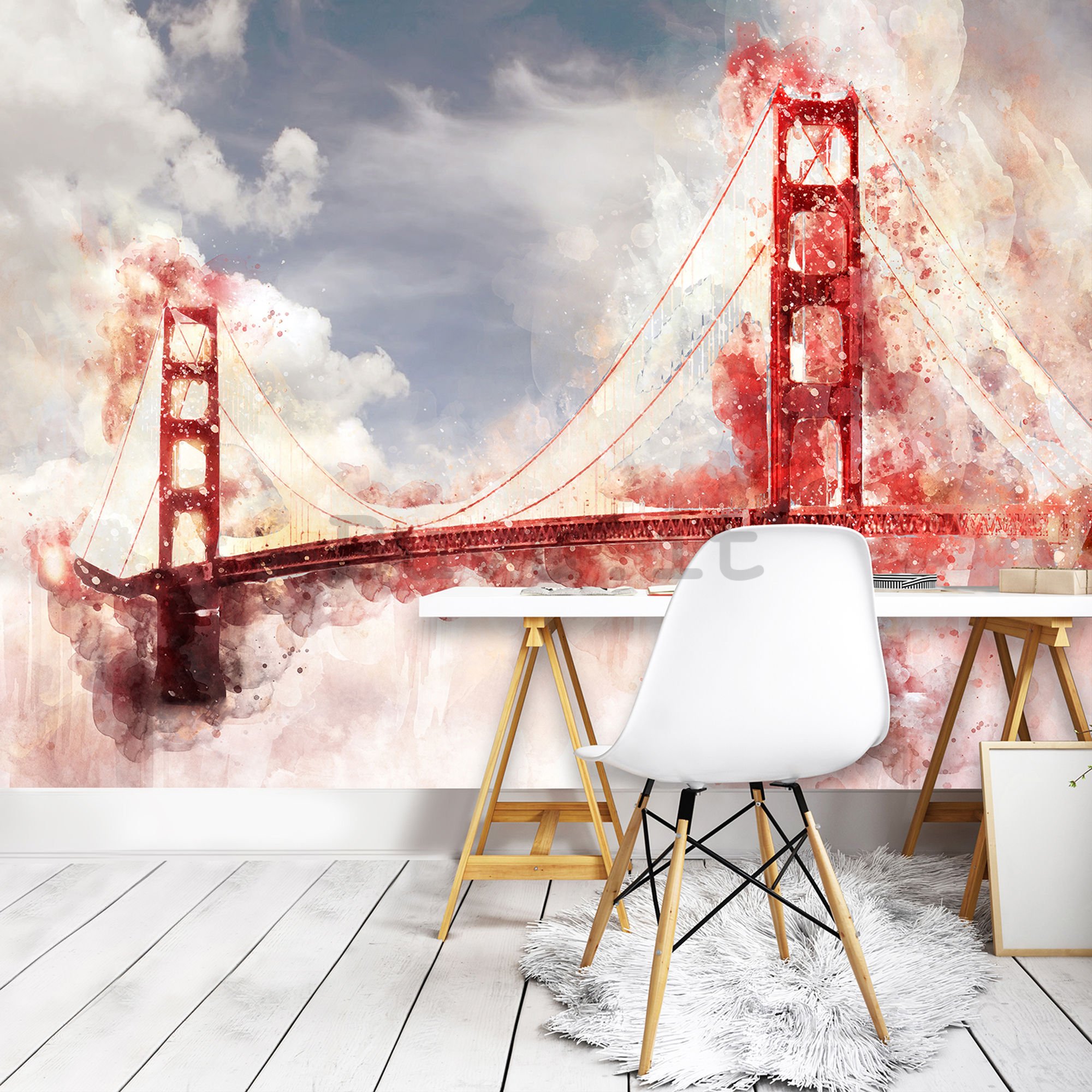 Fotomurale in TNT: Golden Gate Bridge (dipinto) - 184x254 cm